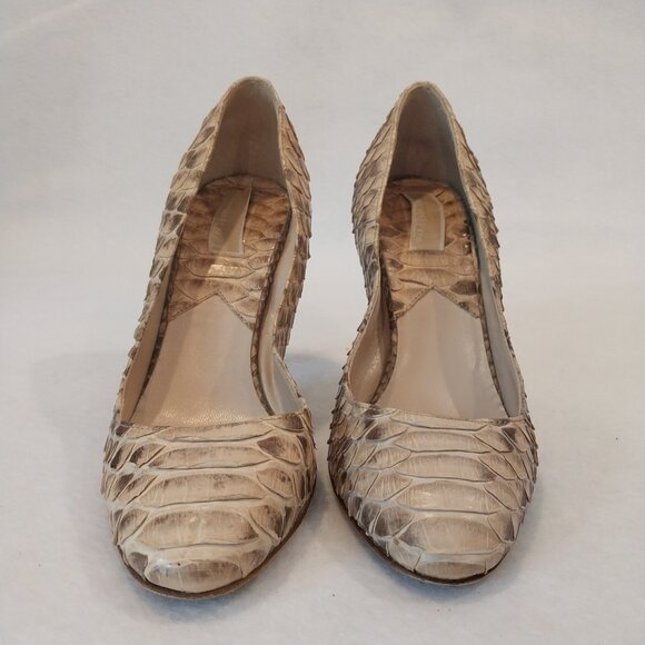 Michael Kors Cairo Genuine Python Skin Pumps Womens 8 Beige Nude Heels Snakeskin - Picture 4 of 11